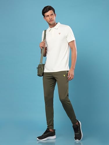 Image of TECHNOSPORT Mens Polyester Slim Fit Activewear Track Pant with SPF50+ for Running, Workout Wear Antimicrobial & Quick Dry