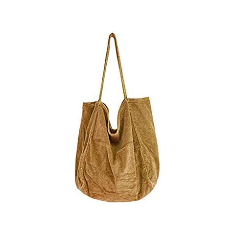 Senco Corduroy Totes Bag, Women Large Corduroy Shoulder Bag Retro Big Capacity Shopping Bag Casual Handbags with Inner Pocket for Ladies Girls (Brown), 7M Cover