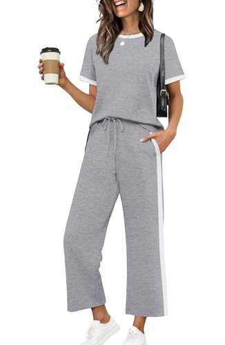Image of XIEERDUO Women's 2 Piece Outfits Summer Lounge Sets Side Slit Loungewear