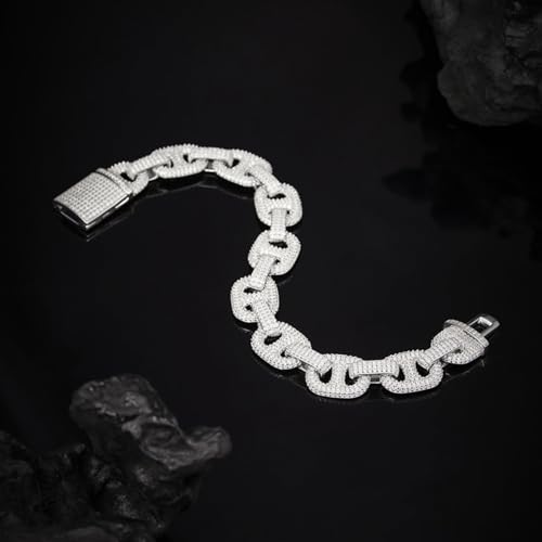 14.2MM Width Mens Moissanite Bracelet Cuban Luxury Silver Diamond Bracelets for Women Diamond Cuban link Chain Women Moissanite Chain for Men Hip Hop 6.5 7.5 8.5inch2