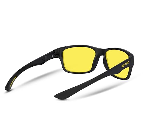 Image of EFERMONE Night Driving Glasses with Cleaning Kit, Yellow Polarized Lens, UV400, Anti-Glare Glasses for Riding Bike and Car