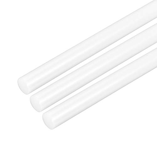 uxcell 3pcs Plastic Round Rod 5/16 Inch Dia 20 Inch Length White (POM) Polyoxymethylene Rods Engineering Plastic Round Bars(8mm)