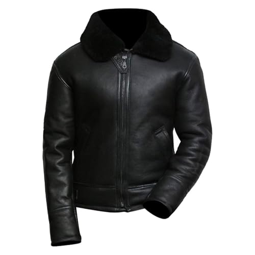 Men's B3 Bomber Aviator Sheepskin Leather Jacket – Real Shearling Lined Winter Pilot Coat3