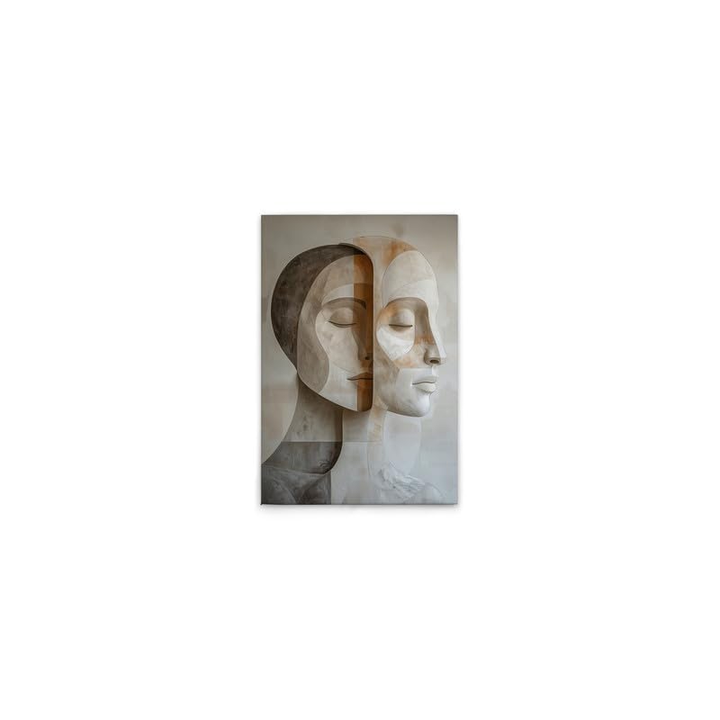 Impression sur toile visages modernes beige de qualité supérieure 40x60cm