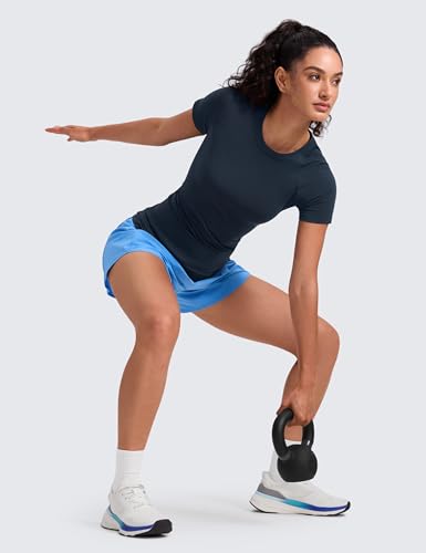Image of CRZ YOGA Seamless T-Shirt Hip Length | Training, Chafe-Free, Slim Fit, Raglan Sleeves, Mesh Vents, Workout, Short Sleeve Tops for Women