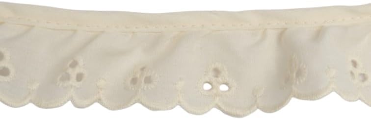 Ruffled Eyelet Lace Trim - DIY Accessory for Sewing, Crafts, Gift Wrapping, Decorations - Great for Weddings, Baby Clothes, Blankets, Pillows - Washable Polycotton - 1 Inch x 25 Yards, Ivory