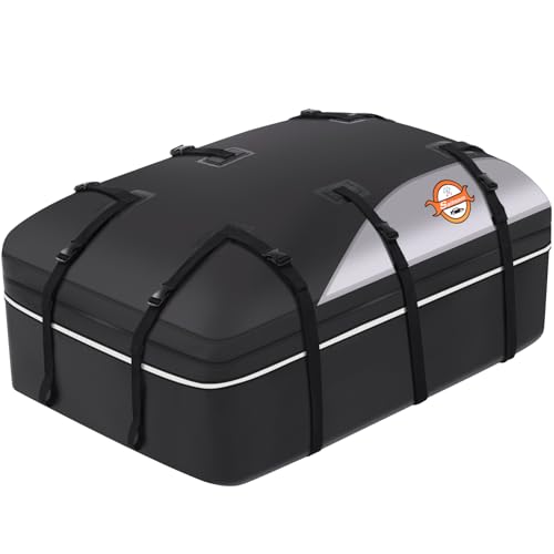 Sailnovo Rooftop Cargo Carrier - 20 Cubic Car Roof Cargo Carrier Waterproof for Vehicles with/Without Roof Rack, Car Top Carrier Includes Anti-Slip Mat, Luggage Lock, 6 Door Hooks, Storage Bag