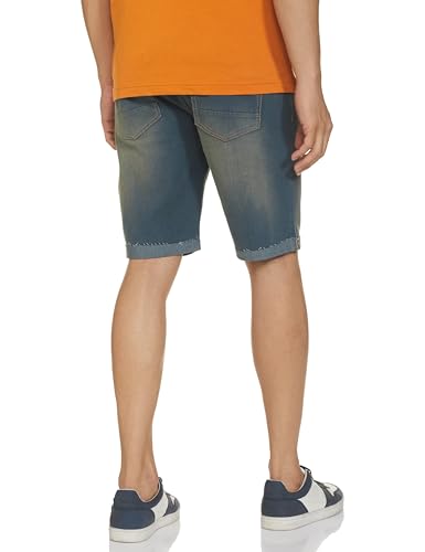 Image of The Indian Garage Co Men Slim Fit Solid Mid-Rise Denim Shorts