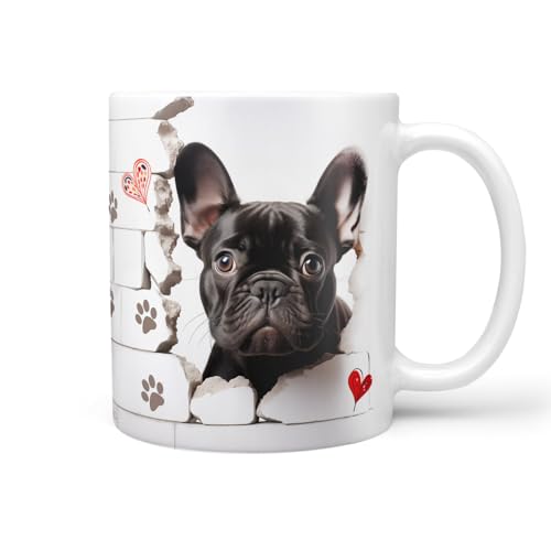Hunde-Tasse: französische Bulldogge schwarz | Haustier | Kaffee-Tasse | Geschenk für Hundeliebhaber Hundebesitzer | Haustierliebe | Geschenkidee | Keramik 330ml | French Bulldog Geschenktasse