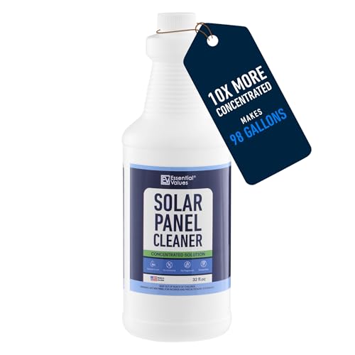 Essential Values Solar Panel Cleaner - Neutral PH Streak-Free Wet Cleaning Solution - Ideal for Roof...
