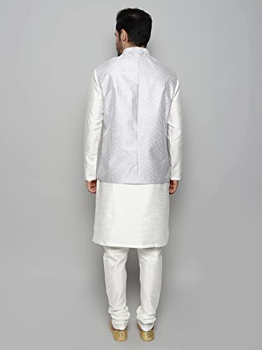 Image of Uri and MacKenzie Men's Silk Blend Kurta Churidar Pyjama with Stylish Nehru Jacket