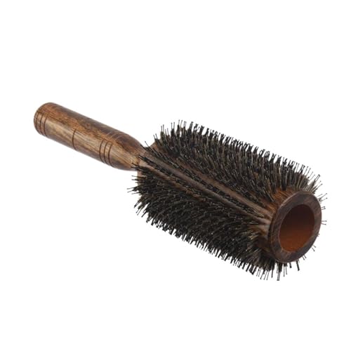 Spazzola rotonda professionale con setole di cinghiale per parrucchiere, pettine per capelli ricci e dritti, spazzola rotonda in legno