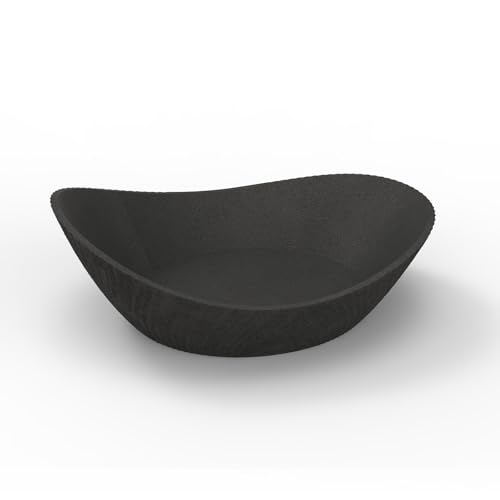 Concrete Fruit Bowl, Large Modern Meteorite Pattern Decorative Bowl for Kitchen Counter, Dining Table & Home Decor,Sturdy Centerpiece for Fruit, Keys, Candy, Unique Handmade Design (Black, 10.6")