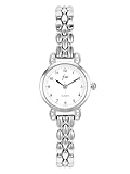 Top Plaza Orologio da polso analogico al quarzo, da donna, con numeri arabi, quadrante con cinturino in metallo e cinturino in metallo, Argento, small