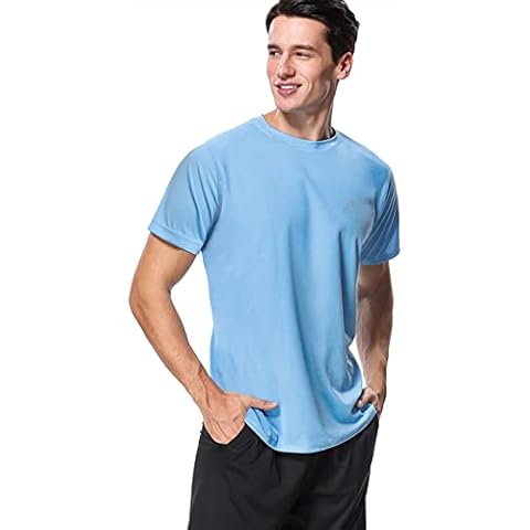 MeetHoo Men's Rash Vest, Rash Guard UV T Shirt UPF 50+ Top Sun Protection Short Sleeve Tee for Surfing Running Swimming Cover