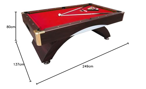 Billardtisch 8 ft Billard Billard-Spiel Messung 220 x 110 cm Neue rot Caesar Verpackt verfügbar rot – Bild 8