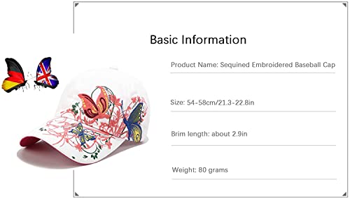 Image of Trucker Hats California H Womens Hat Trendy Creativity Flowers Butterfly Sequins Embroidered Baseball Cap