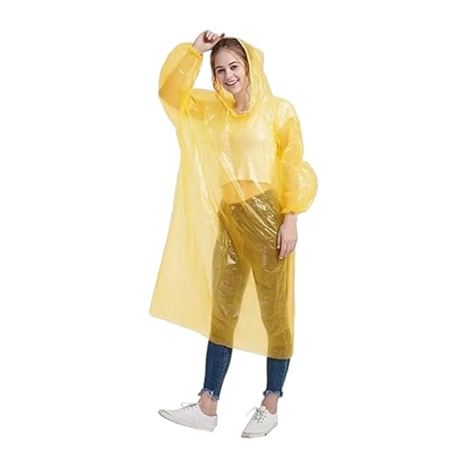 Pack of 10 Disposable Credit Card Size Rain Ponchos | Waterproof Emergency Raincoat for Men, Women & Kids | Free Size, Lightweight Pocket Rainwear, Multicolour