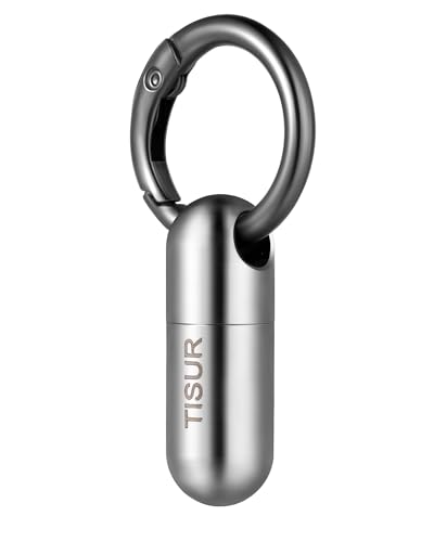 Image of Micro Keychain Pill Holder.TISUR Titanium Pill Case Waterproof Pill Fob for Emergency Aspirin & Nitroglycerin for Travel Purse Pocket (Tiny)