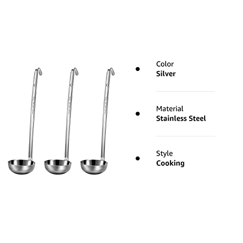 Meekoo 3 Pieces Stainless Steel Ladle Soup Handle Ladle With Pouring Rim For Kitchen Cooking Soup Sauce (5 Oz) #TOP7