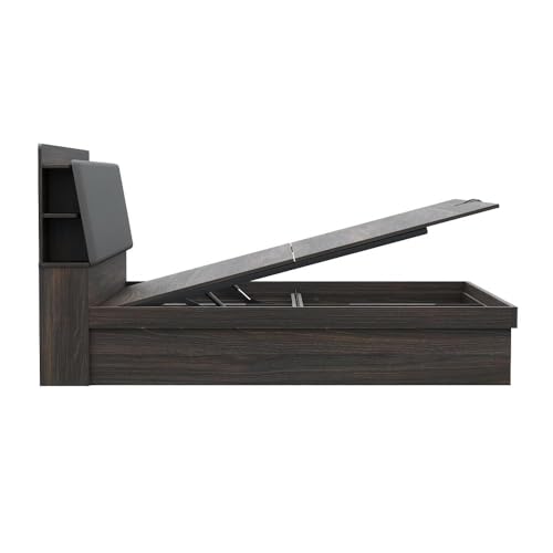 Image of Wakefit Bed | 3 Yr Warranty | Bed Queen Size, Hydraulic Storage, Foam-Cushioned Upholstery Headboard with Charging Slot, Headboard Storage & Drawer, Density: 680-750 kg /m (Atlas 78x60-WM)