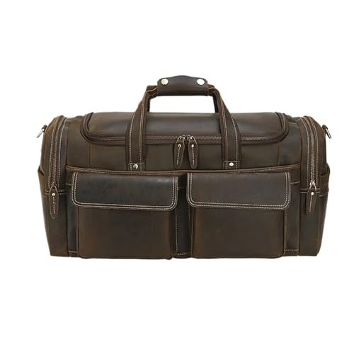 Men's Leather Travel Bag Big Capacity Male Travel Duffel Cowhide Weekend Bag Carry on Extra Large Luggage Bag