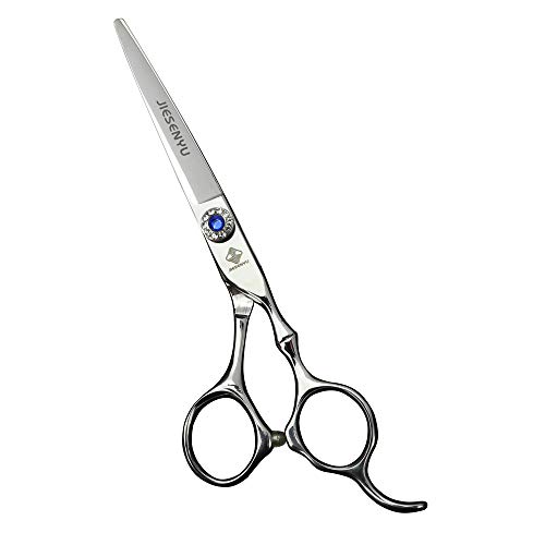 Ciseaux de coiffure argenté et bleu de 17,2 cm avec poignée en diamant étincelante