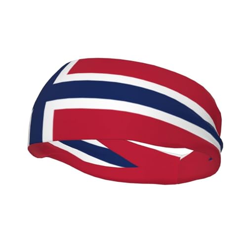 Norwegian Flag Sports Headband for Men Women Stretch Sweatband Flag of Norway Headband Unisex Bandana Outdoor Running Cycling Workout Yoga Gym