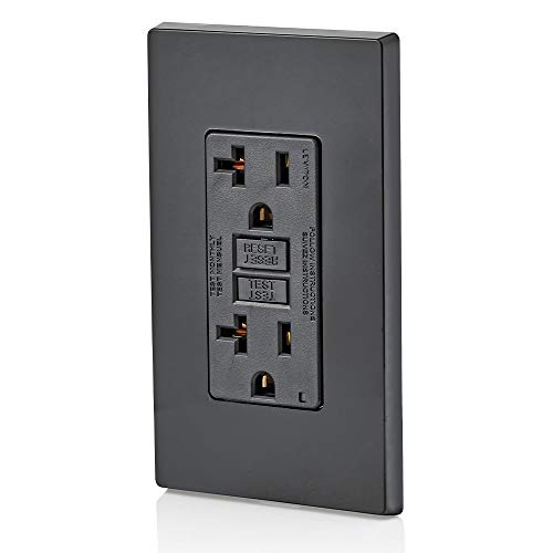Image of Leviton GFCI Outlet, 20 Amp, Self Test, Non Tamper-Resistant with LED Indicator Light, Protection from Electric Shock and Electrocution, GFNT2-E, Black