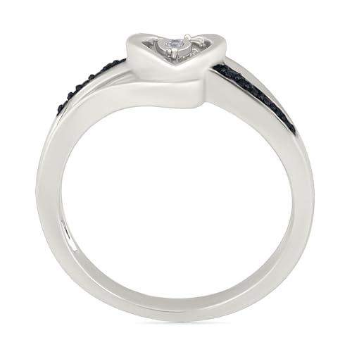 D-GOLD DGOLD Sterling Silver Round Diamond Black and White Heart Promise Ring (1/10 cttw)3