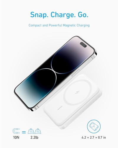 Anker Magnetic Power Bank 10,000mAh, Wireless Portable Charger, 20W Fast Charging Battery Pack with USB-C, Magsafe-Compatible with Magsafe,iPhone 15/15 Plus/15 Pro/15 Pro Max, iPhone 14/13/12 Series - Thumbnail 3