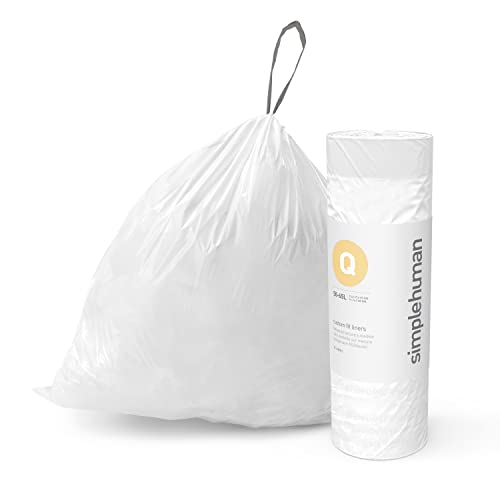 Image of simplehuman Code Q Custom Fit Drawstring Trash Bags, 240 Count, 50-65 Liter / 13-17 Gallon, White