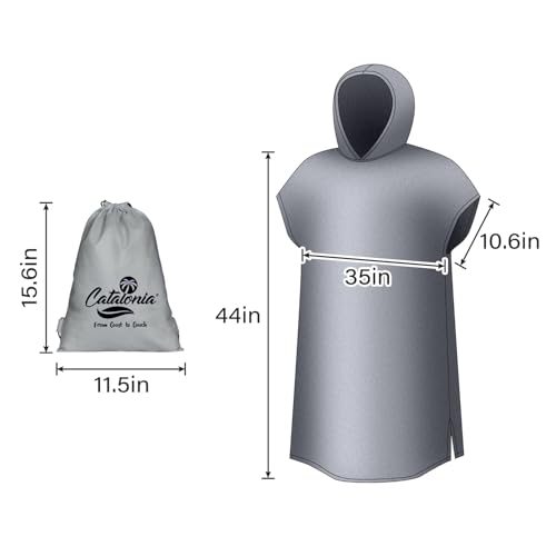 Catalonia Absorbent Surf Poncho Men Women, Quick Dry Towel Changing Poncho, Hooded Towel Poncho Adult, Changing Robe for Beach Surfing Swimming