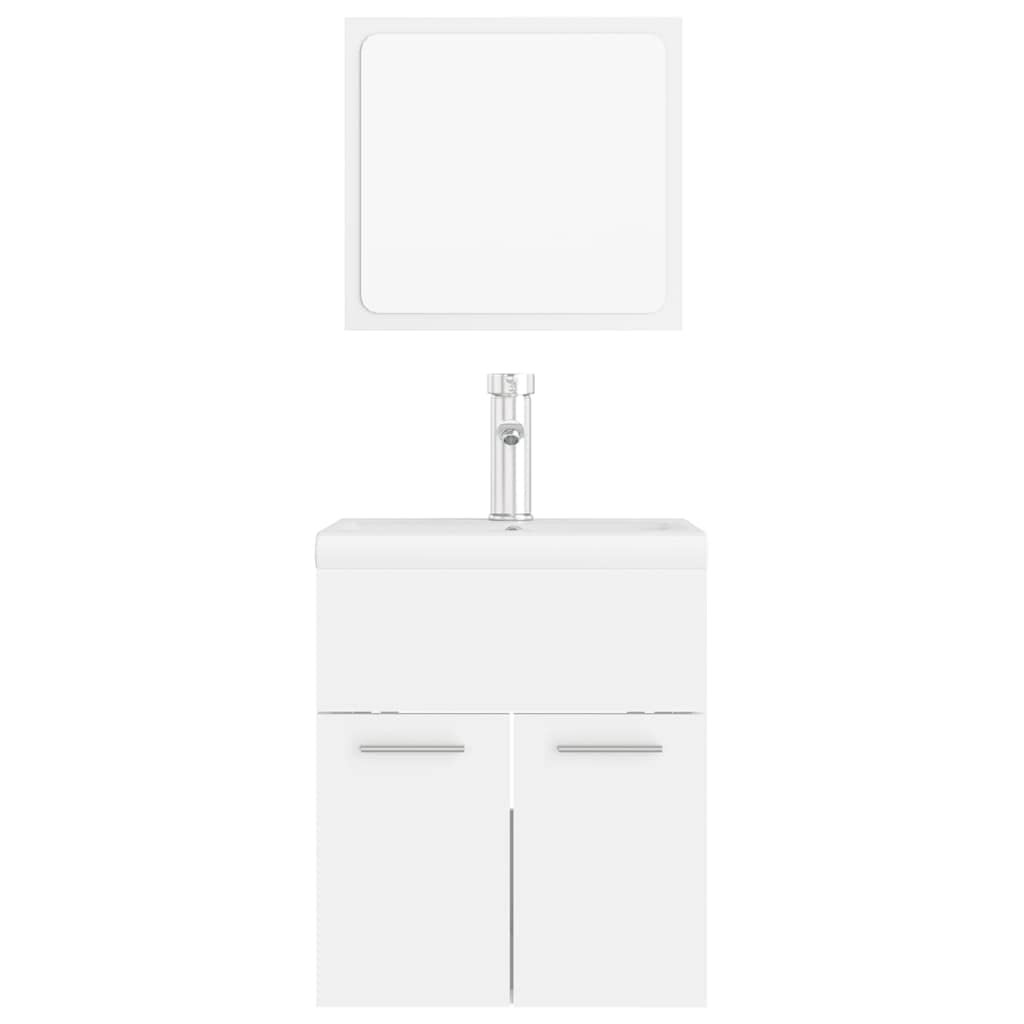 Badmöbel-Set Weiß 41 x 38,5 x 46 cm Waschbecken mit Unterschrank aus Holzwerkstoff Keramikspüle Spiegel Modern Robust für kleines Gäste-WC und Badezimmer
