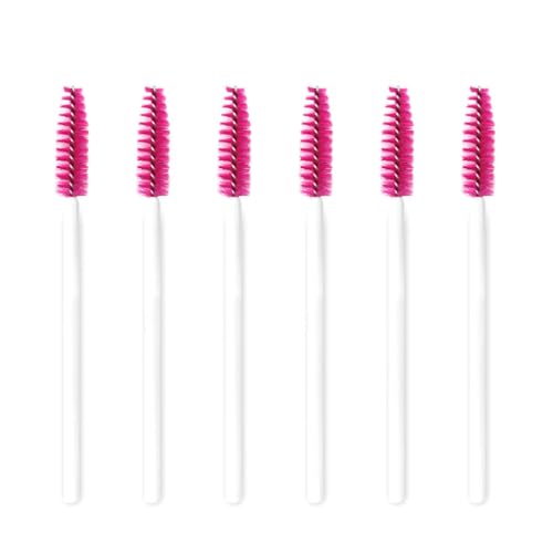 50本のラッシュブラシ使い捨てナイロンマスカラワンドメイクアップビューティーツールアイラッシュエクステンションコームスタイリングホワイトローズ