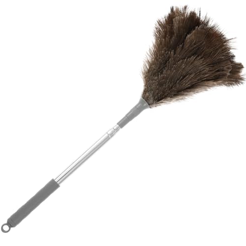Telescopic Ostrich Feather Duster, 7”-51” Extendable Lightweight Ceiling Fans Feather Duster, With Anti Slip Handle for Chandelier Glass Furniture Electronics, Reusable, Dusting Tool for Home Cleaning