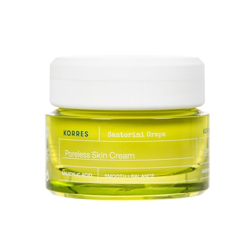 KORRES SANTORINI GRAPE Porenverfeinernde Creme - Glättet, hydratisiert und minimiert Poren, mit Santorini-Traubenextrakt, vegan, 40 ml