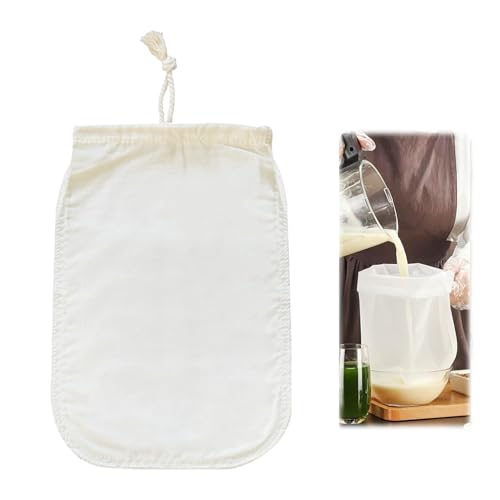 Bolsa Reutilizable para Leches Vegetales – Tela de Malla Fina 30cm para Leche de Almendras, Avena, Frutos Secos – Filtro para Zumos, Tés, Queso Vegano – Lavable, Ecológica y Duradera – Accesorio Cocin