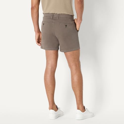 Image of Amazon Essentials Men's Slim-Fit 5 inch Flat-Front Comfort Stretch Khaki Chino Shorts with Elastic Waistband