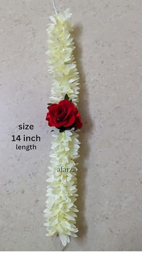 Image of Veni Gajra Hair Bun Artificial mogra Jasmine With Gulab Juda Scrunchies For Women Pack 4 pieces (gulab-white)