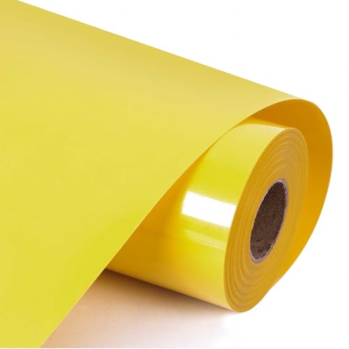 Image of HTVVETUR HTV Vinyl Rolls Heat Transfer Vinyl - 12 inch x 9ft Yellow HTV Vinyl for Shirts, Iron on Vinyl for Cameo - Easy to Cut & Weed for Heat Vinyl Design (03 K3 Yellow-9ft)