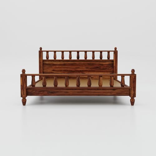 Image of Solid Sheesham Wood Poster King Size Poster Honeymoon Bed Without Storage with Designer Piller and Cane Crafting