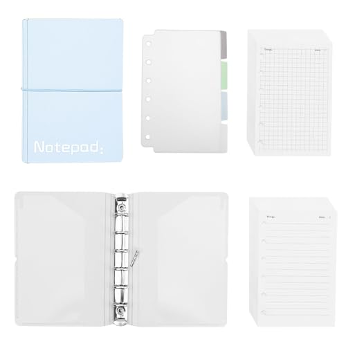 LERANXIN A7 Ringbuch Notizbuch, 6-Ring Notizbuch Nachfüllbar, Blau Nachfüllbar Ringbuchordner, mit Abstandshaltern, für Schule, Büro Und Reisen