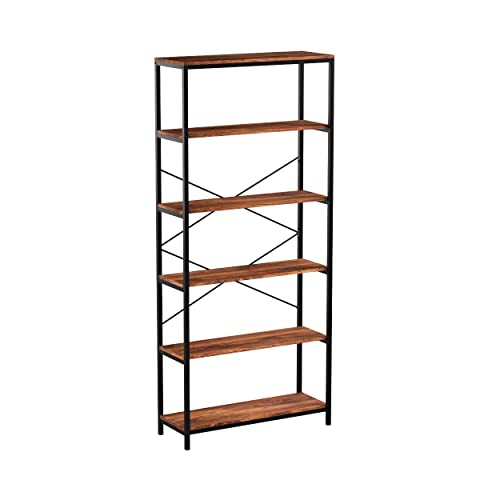 Kemanner 5-Tier Industrial Style Bookcase, Vintage Free Standing Bookshelf, Rustic Wood Bookcases Furniture (Brown.) Kemanner 5-Tier Industrial Style Bookcase, Vintage Free Standing Bookshelf, Rustic Wood Bookcases Furniture (Brown.)
