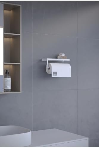 Metal Raflı Kağıt Havluluk – Duvar Tipi Mutfak & Banyo Kağıt Havlu Tutucu – Modern Metal Raflı Havluluk – Beyaz - Görsel 4