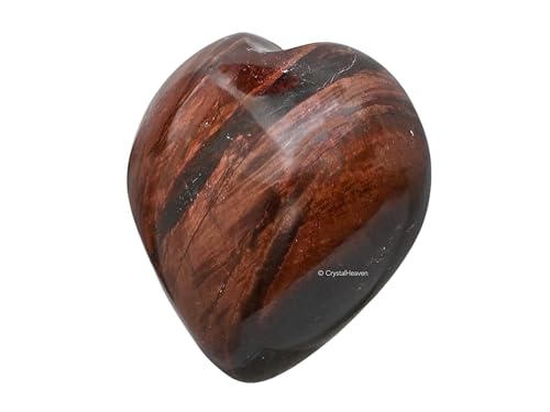 Image of Certified Red Tiger Eye Crystal Heart Palm Pebbles Stones for Anxiety Stress Relief Massage - AAA Grade Original Healing Gemstone Agate Heart Palm Stone for Yoga Meditation Spiritual
