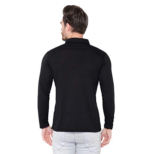 Image of Men's Cotton Blend Full Sleeve Zip Neck Polo T-Shirt (Pack of 1)