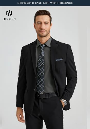 Image of HISDERN Mens Dress Shirt with Tie Pocket Square Set Classic Button Down Shirt Matching Tie Long Sleeve Shirts