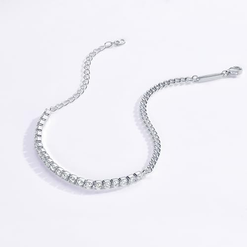 Moissanite Tennis Bracelet 2.2cttw D Color D Color VVS1 925 Sterling Silver Adjustable Cuban Link Bracelet for Women or Men3