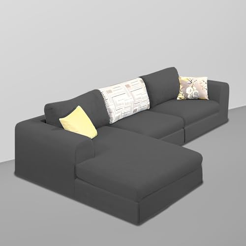 Image of Koza LHS 4 Seater L Shape Sofa Set with Center Table for Living Room (Black Fabric) Premium Fabric Sofa